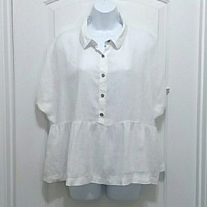 Catherine Malendrino 100% Linen Blouse Top
